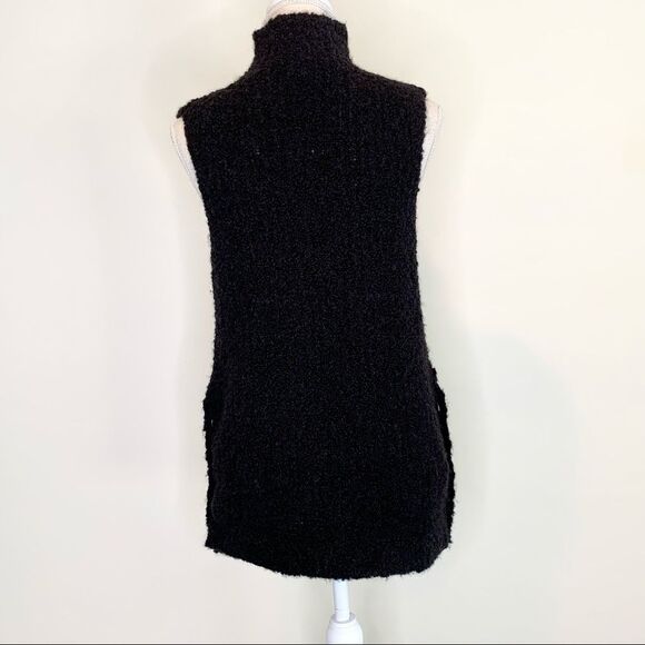 Club Monaco Black Sleeveless Turtleneck Sweater Wool Blend Side Snaps XS - Picture 6 of 14